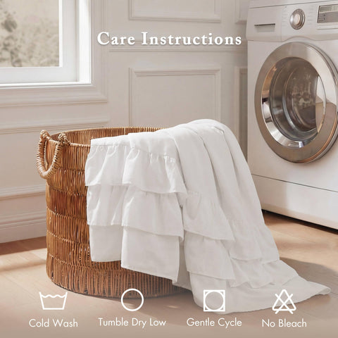 Grace White cottage style shower curtain in a bright bathroom
