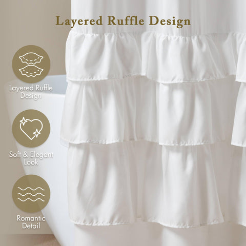 Woven polyester Grace White curtain for durable bathroom decor