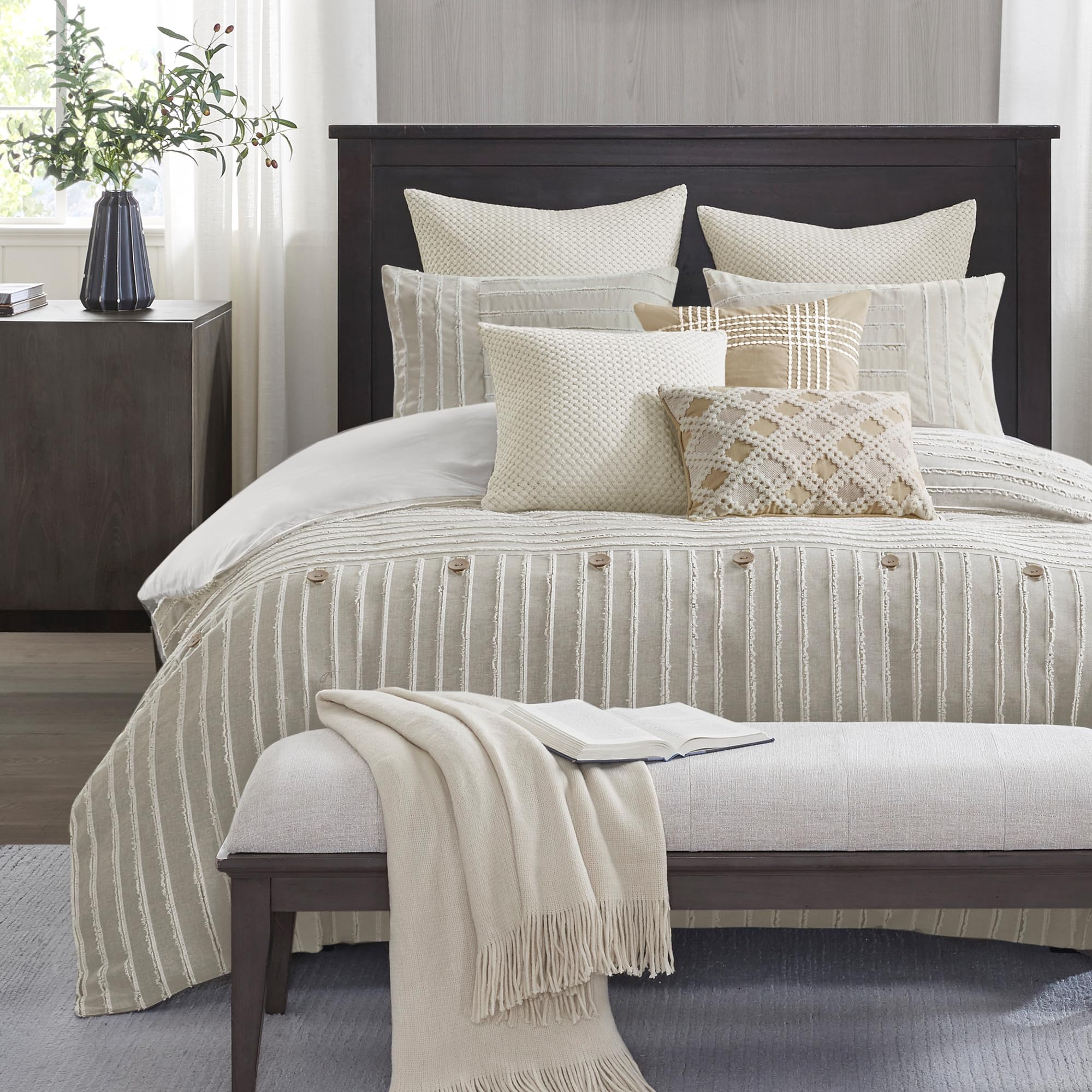 Madison Park king comforter set clipped jacquard stripes for cozy bedding