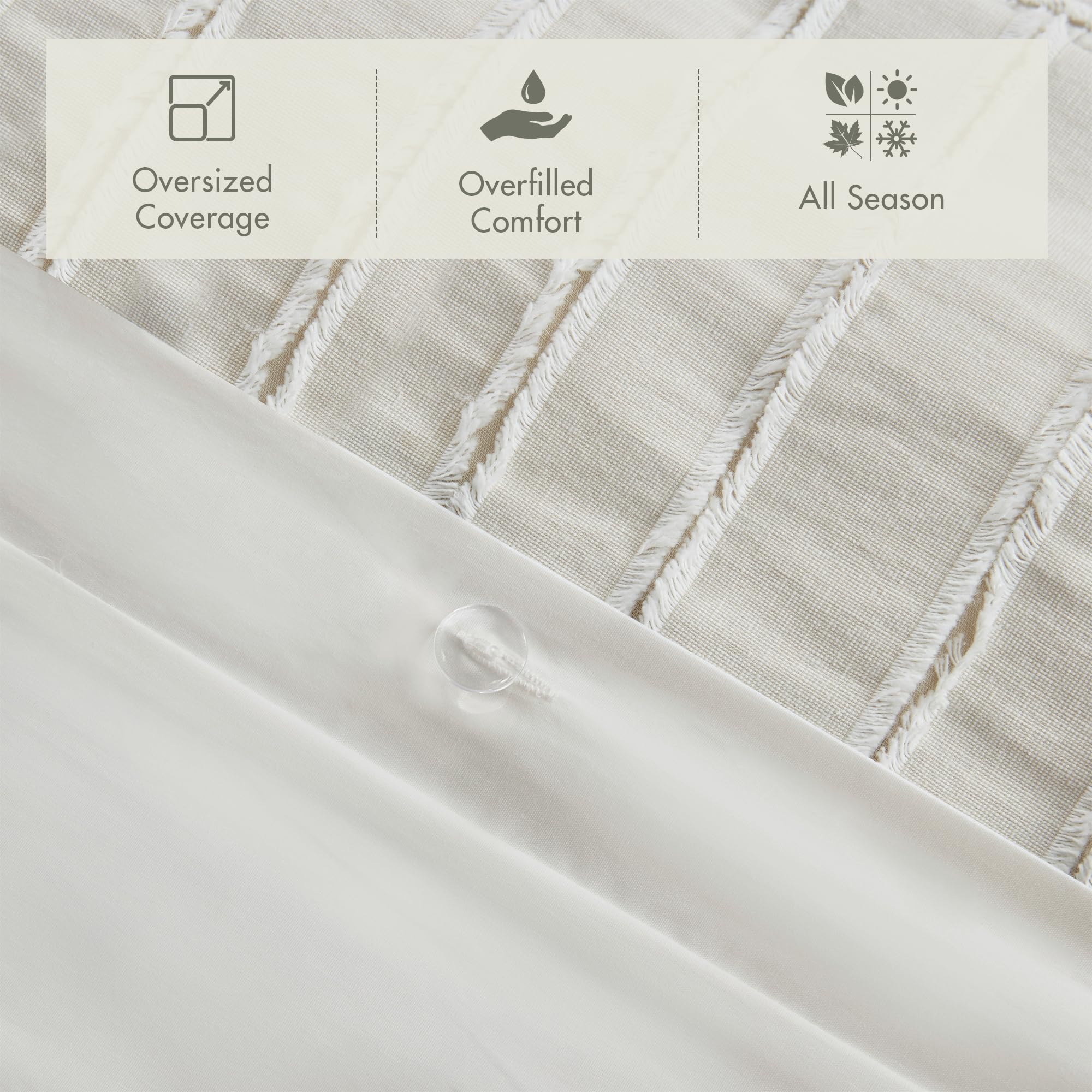 Striped jacquard pattern on Madison Park comforter conveys boho charm