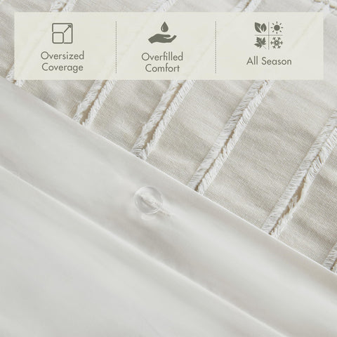 Striped jacquard pattern on Madison Park comforter conveys boho charm