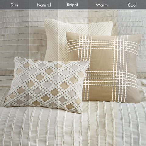 Embroidered decorative pillow detail from Madison Park enhances craft quality