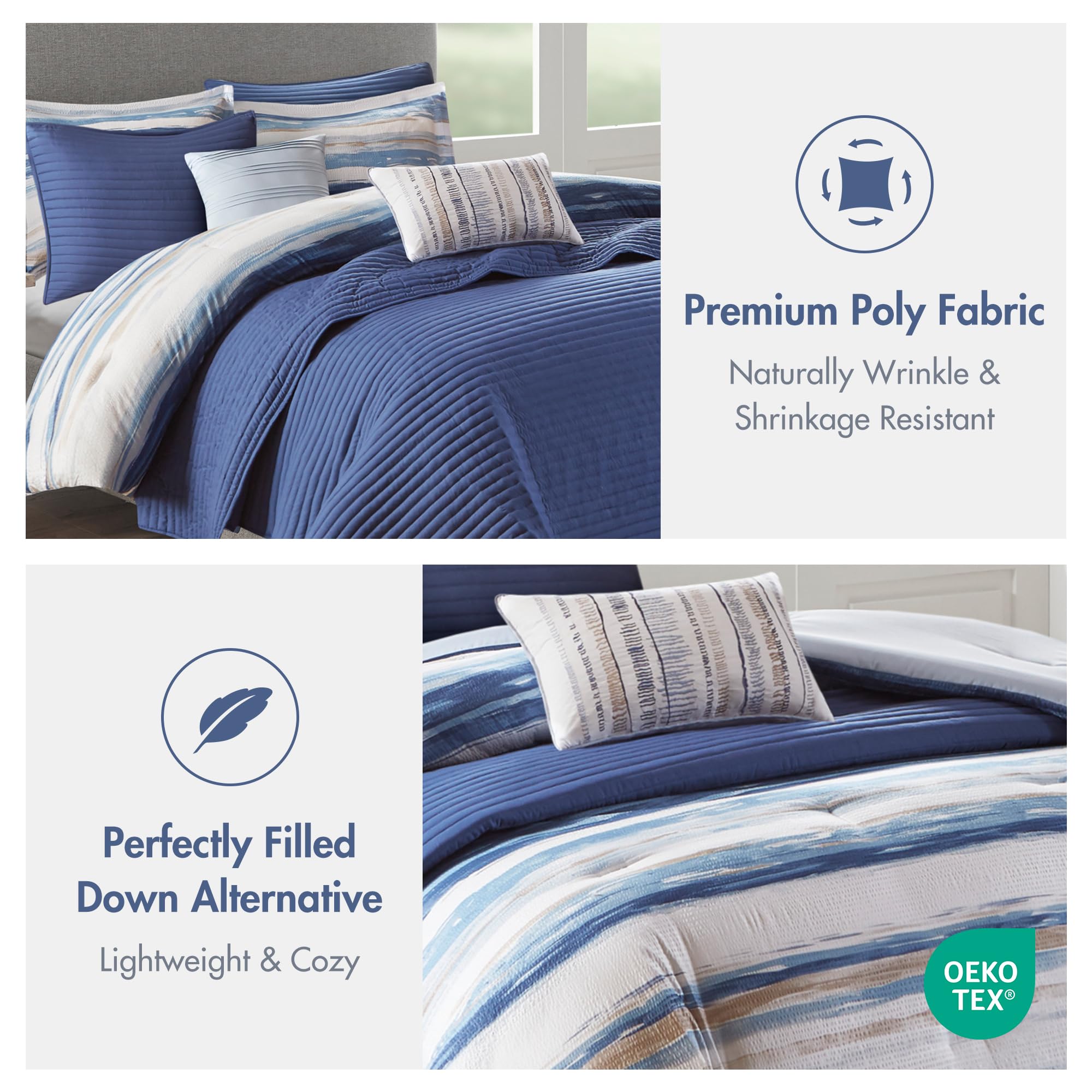 Madison Park Marina coverlet with channel stitch complements the set