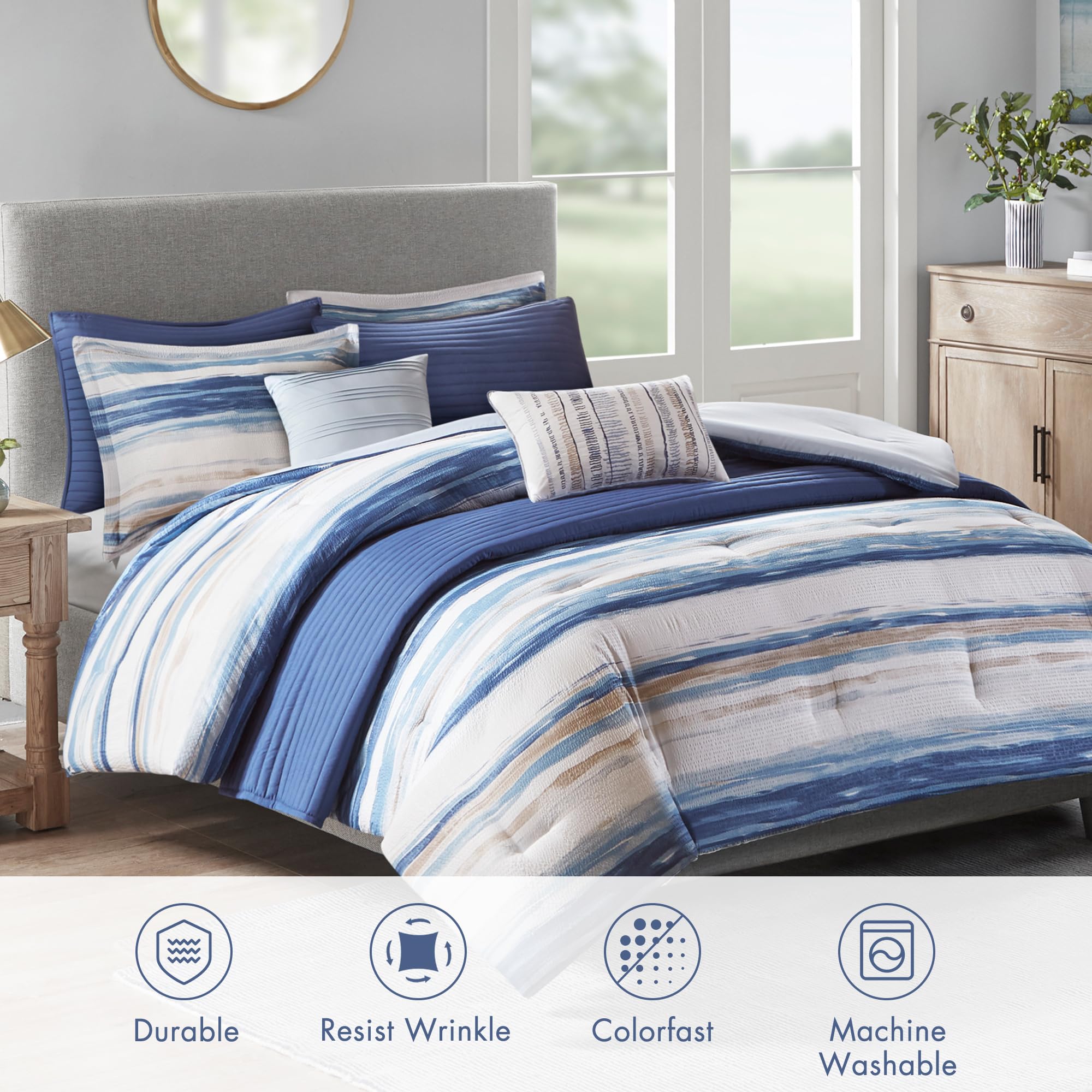 Quilted shams from Madison Park Marina add texture with coverlet