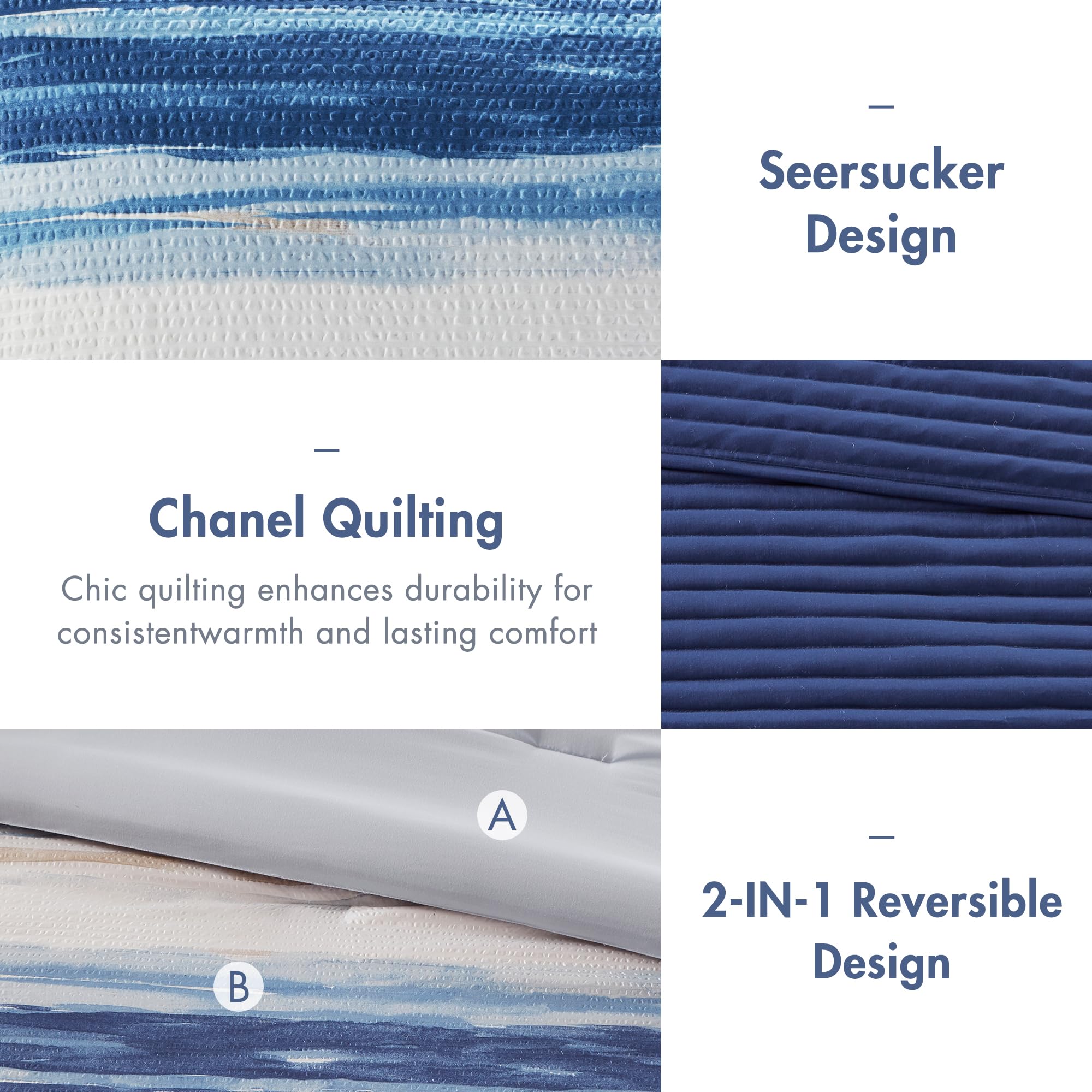 Standard shams on Madison Park Marina comforter face design