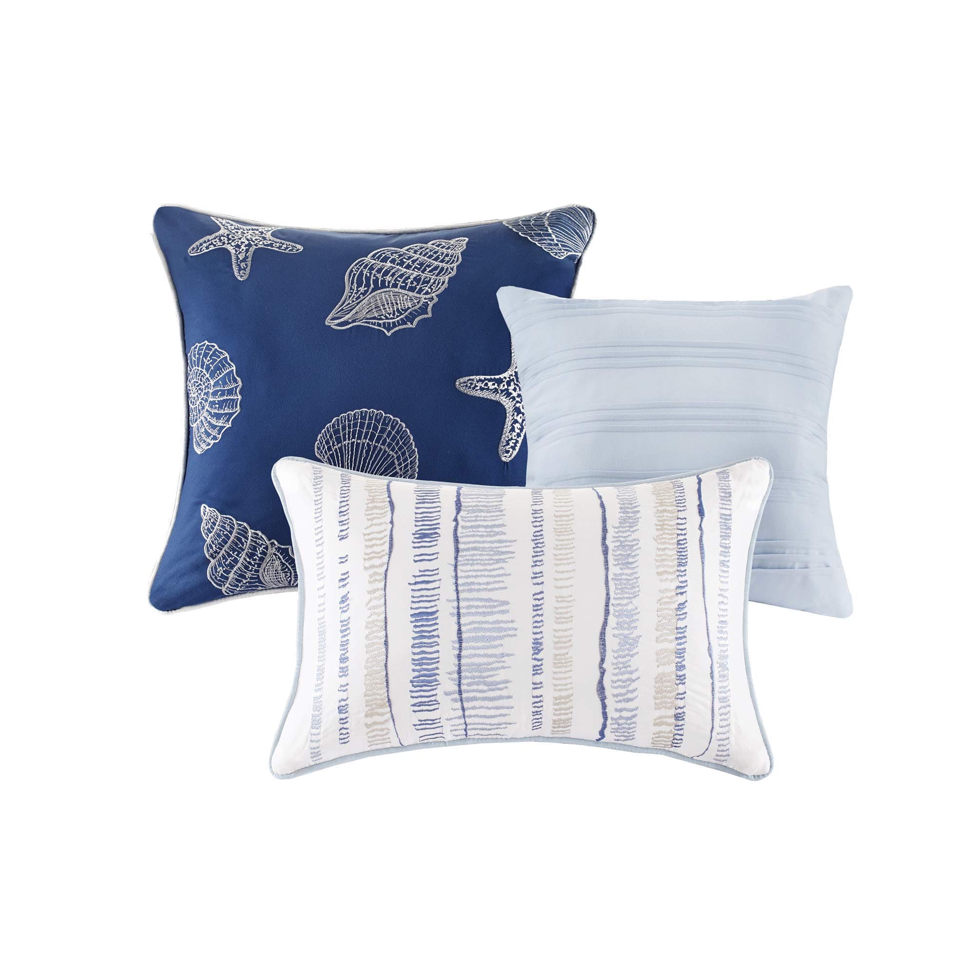 Watercolor stripe pattern from Madison Park Marina highlights coastal vibe.
