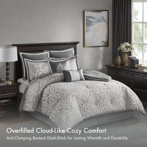 Odette satin-ground jacquard detailing enhances texture and depth.