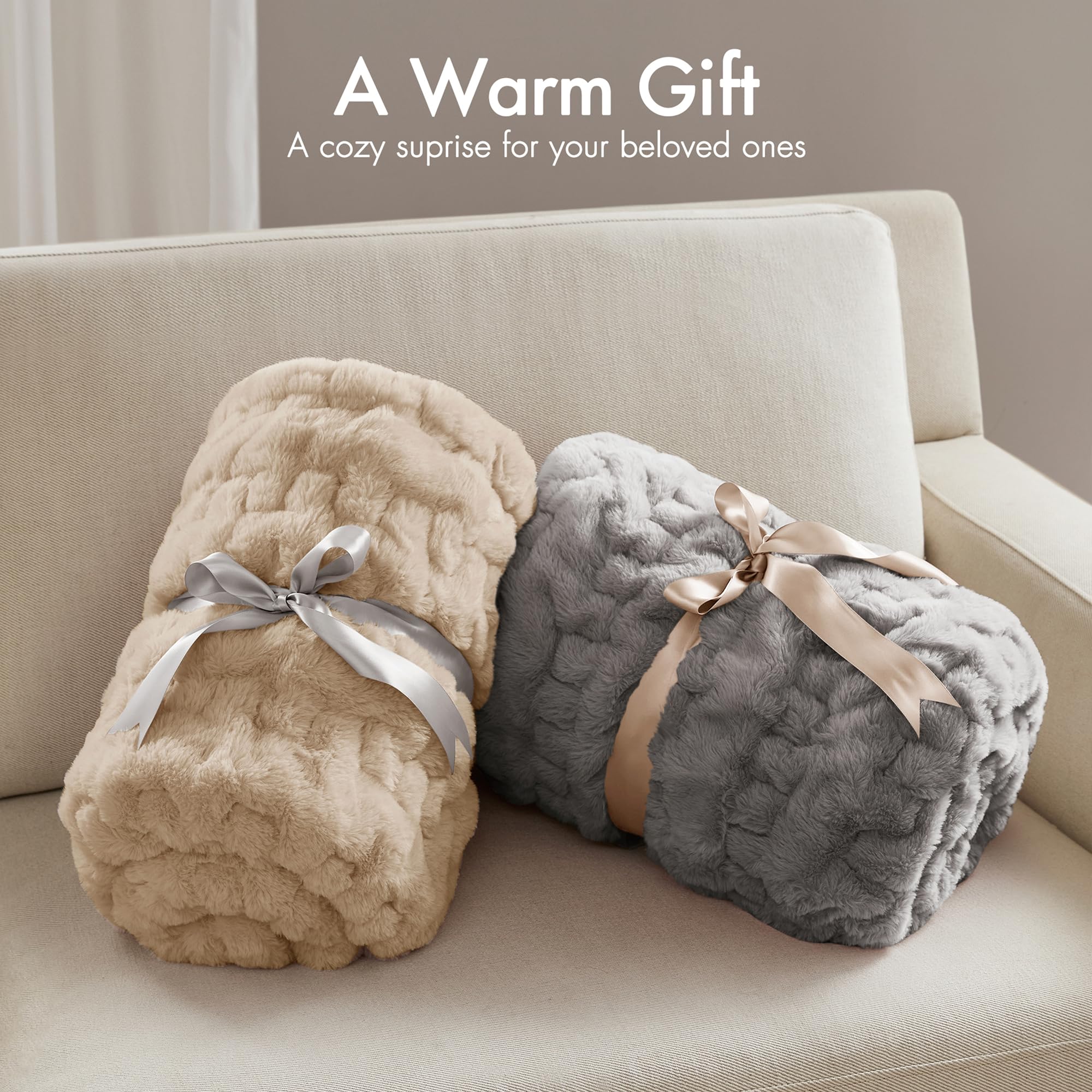 Madison Park Ruched Fur Throw machine washable for easy care and longevity.