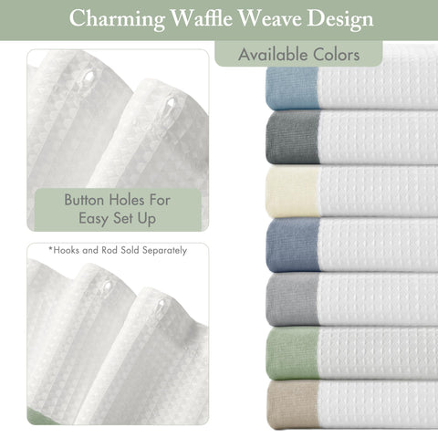 Madison Park sage green spa shower curtain in a bright bathroom.