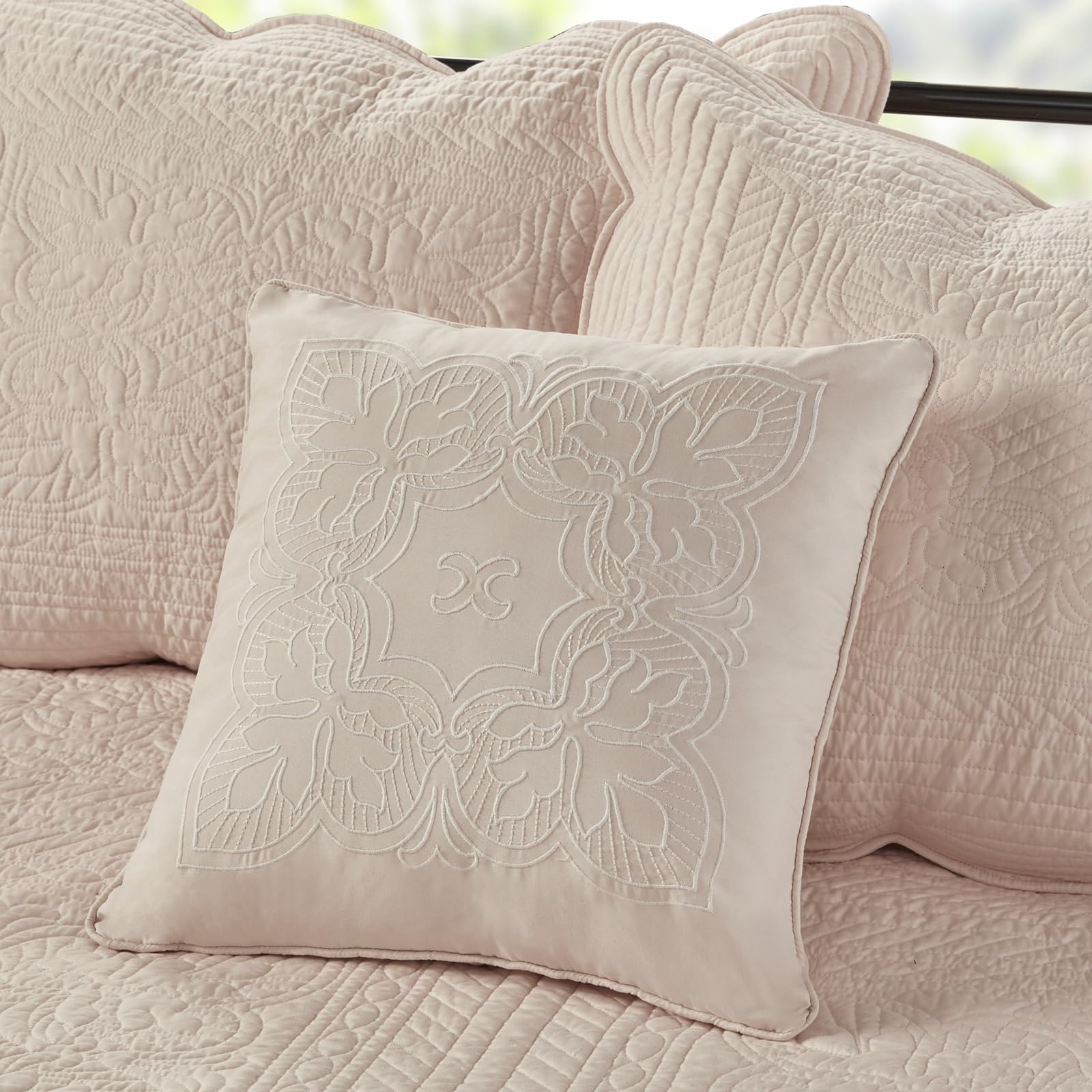 Madison Park shams embroidery detail adds refined texture.