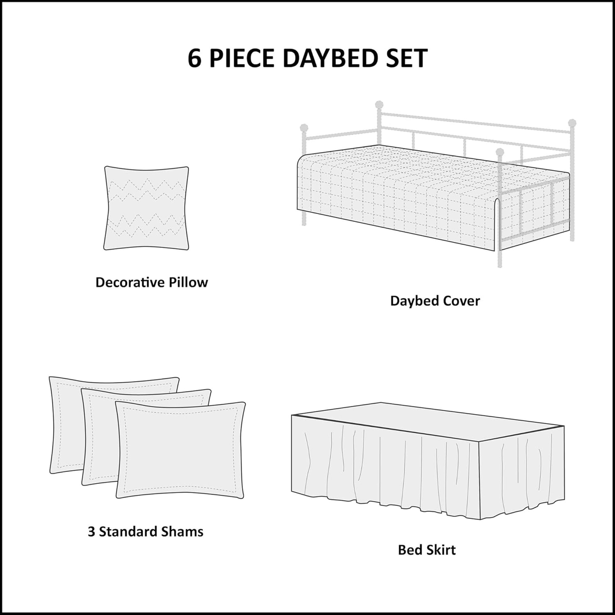 Three standard shams coordinate with the daybed cover for a cohesive look