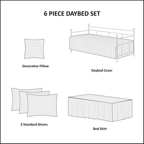 Three standard shams coordinate with the daybed cover for a cohesive look