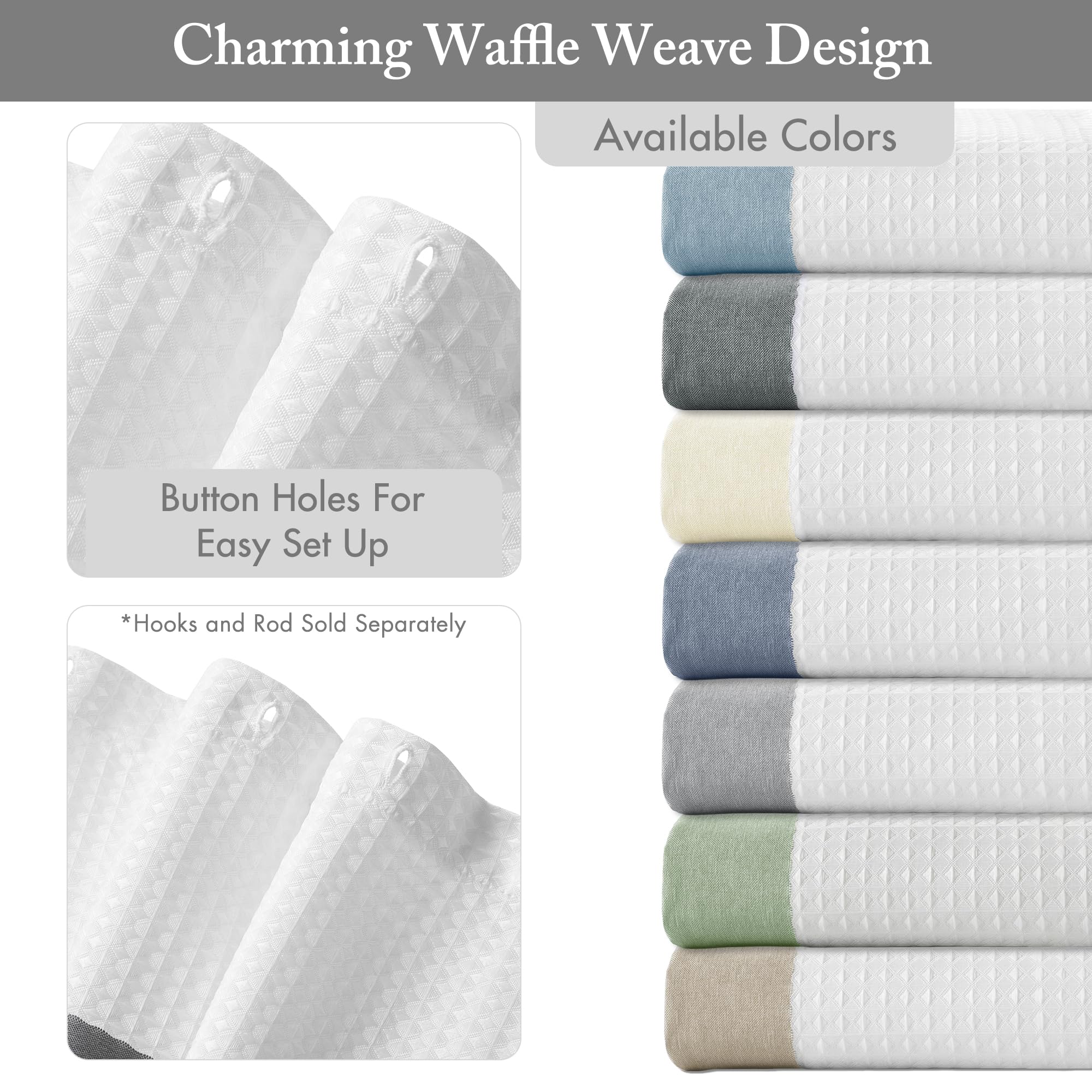 Madison Park Spa Waffle Shower Curtain with 3M Scotchgard treatment repels moisture