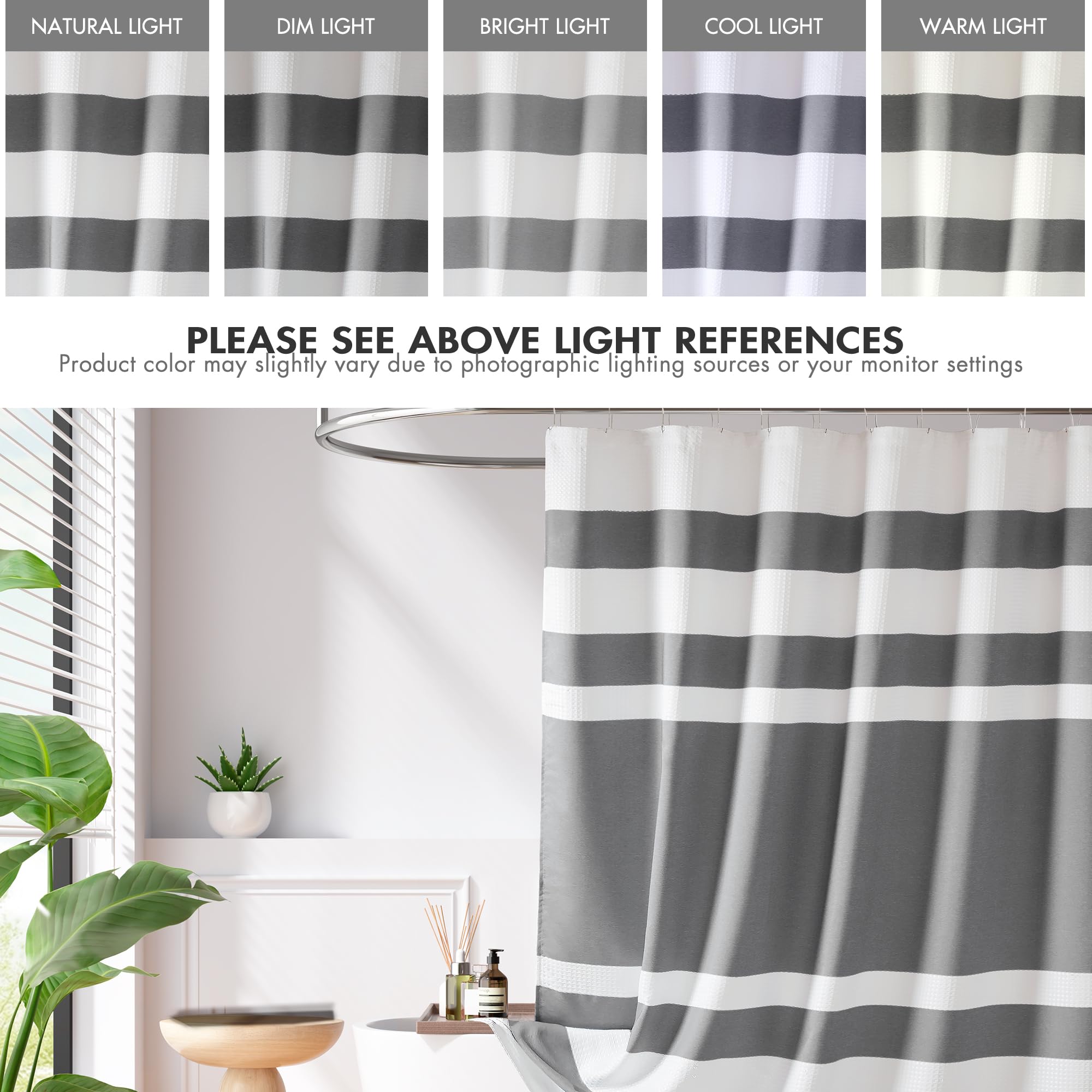 Madison Park Spa Waffle Shower Curtain features durable stitching for daily use