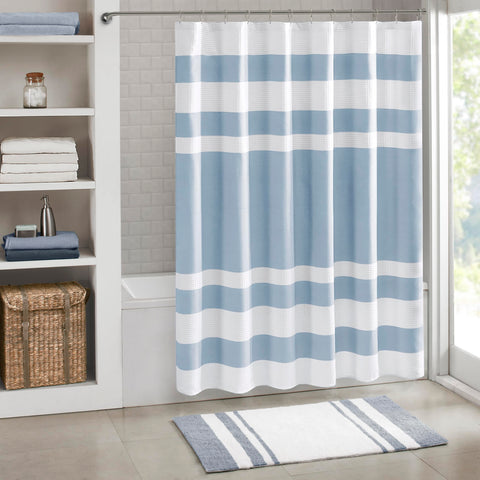 Madison Park Spa Waffle Curtain stripe design adds modern spa vibes
