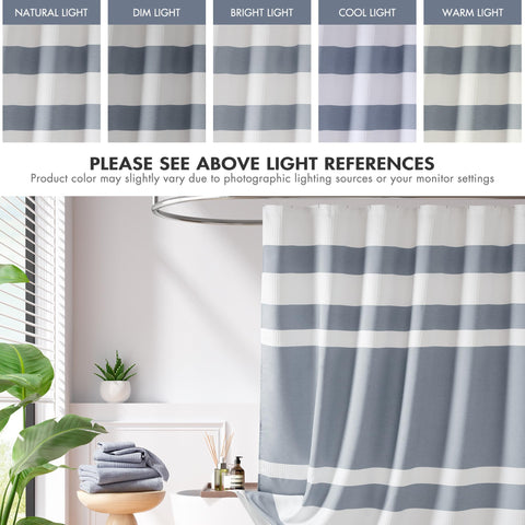 Madison Park Spa Waffle Shower Curtain Indigo Blue close up showing durable stitching for daily use