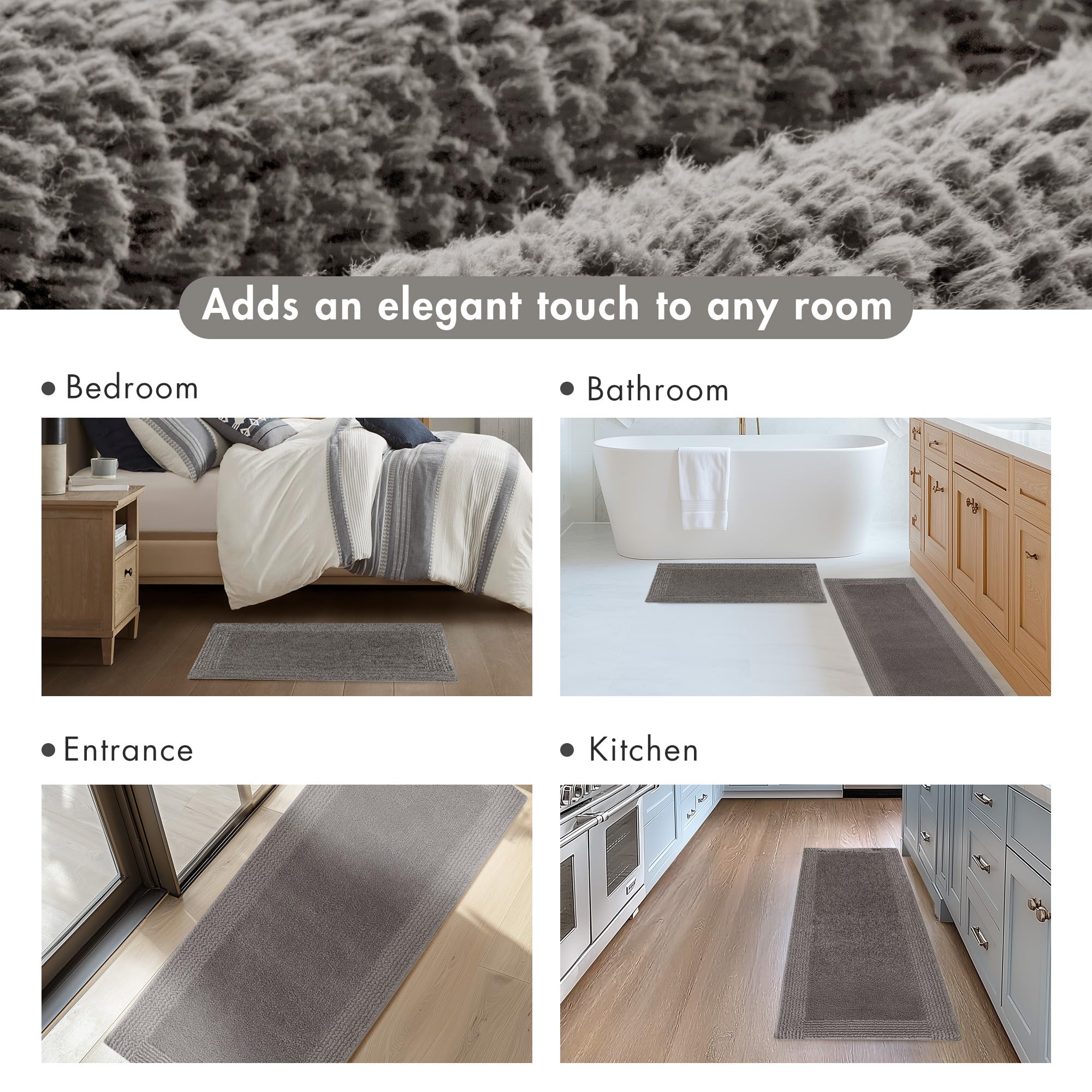 Madison Park Splendor absorbent quick-dry rug to help keep floors dry.