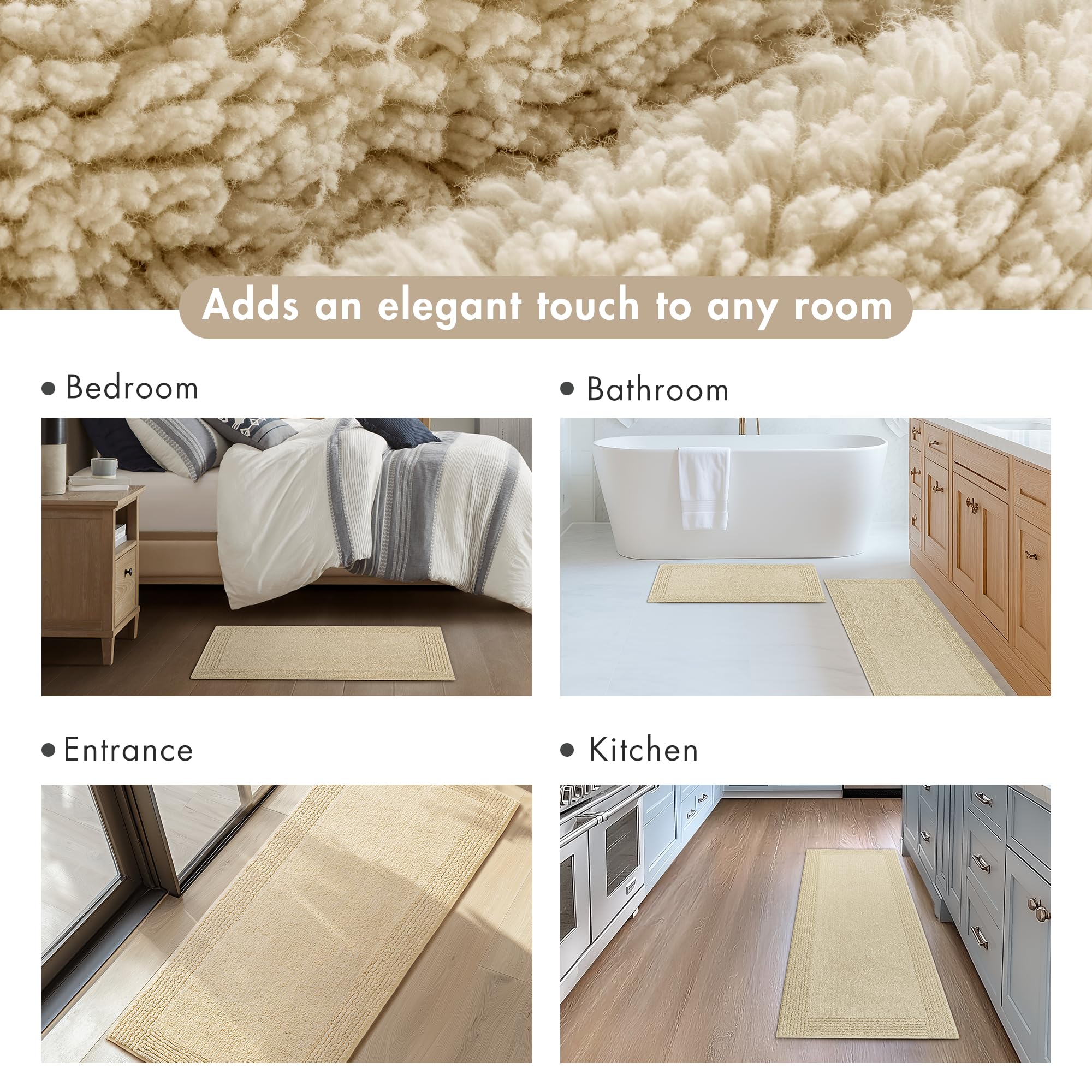 Madison Park Splendor plush pile adds a luxurious feel to bathrooms.