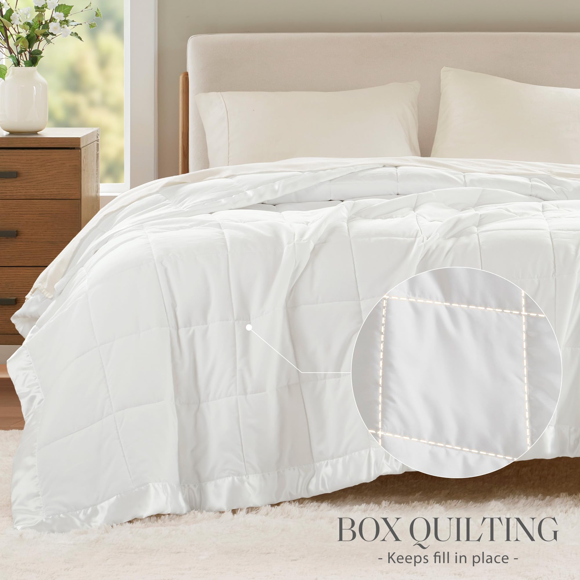 Madison Park Windom blanket showcases satin trim for a silky luxury touch.