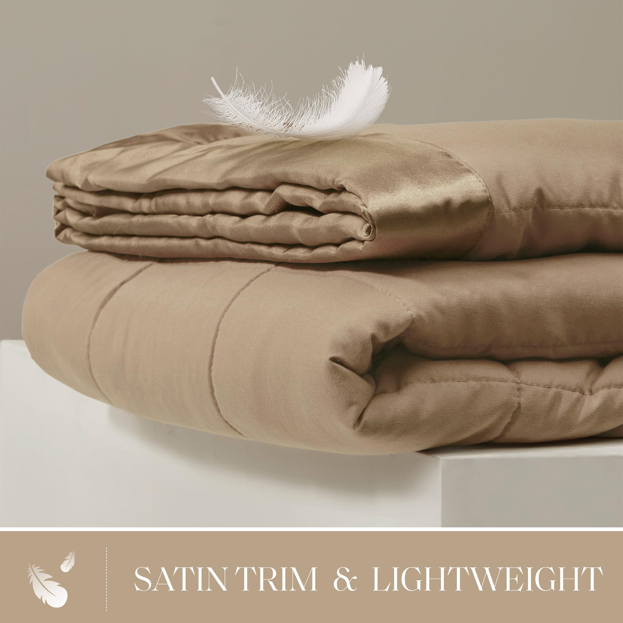 Windom satin trim detail adds a silky premium look for bed or sofa.