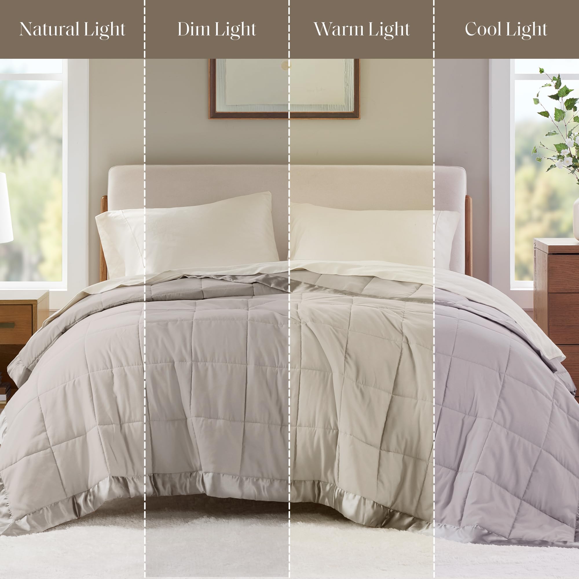 Grey Windom blanket on full/queen bed aids comfortable nights