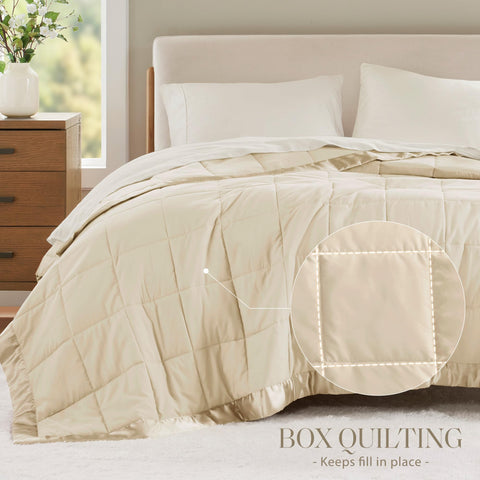 Madison Park Windom satin trim detail adds silky luxury.