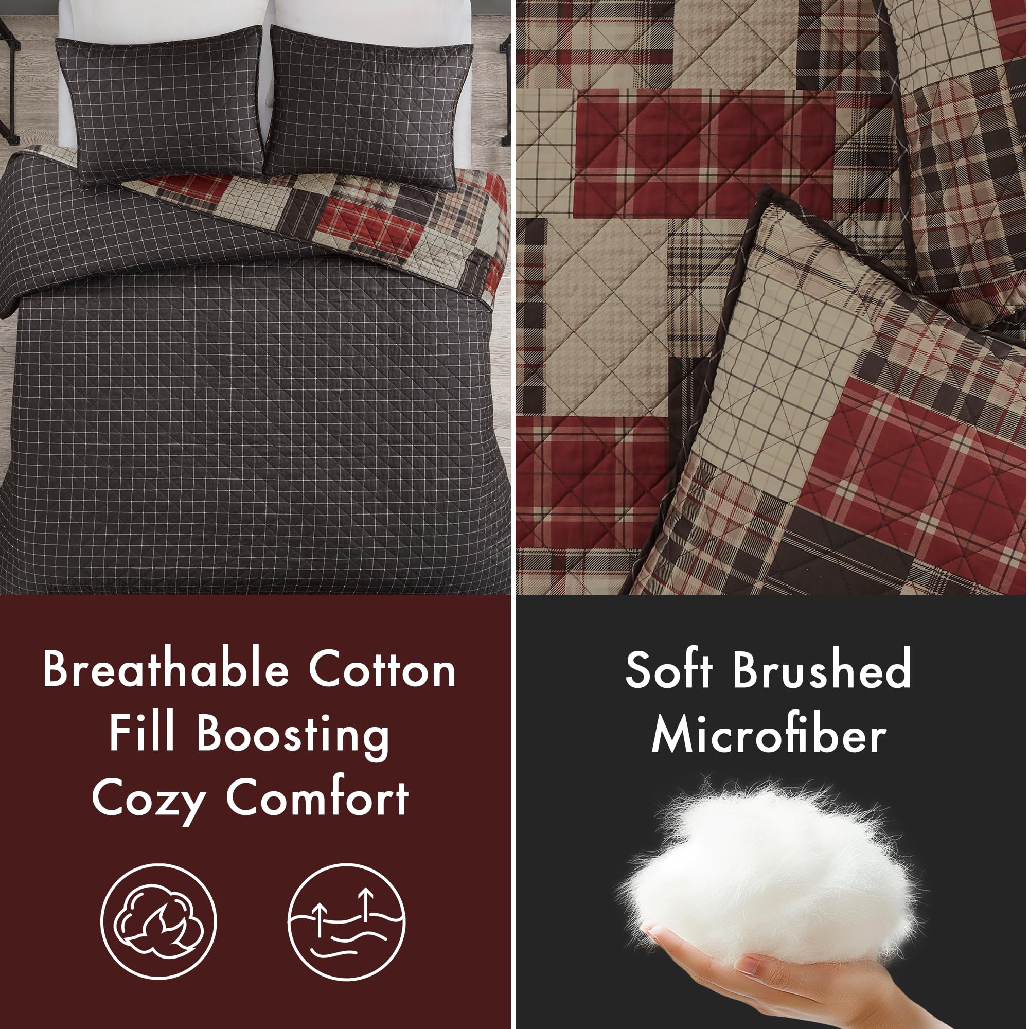 Madison Park cotton filled quilt offers breathable warmth and comfort.