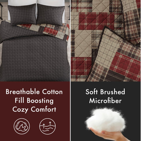 Madison Park cotton filled quilt offers breathable warmth and comfort.