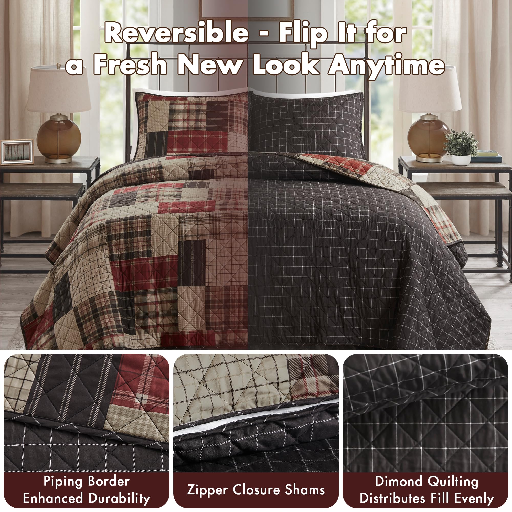 Madison Park shams with zipper closures for clean edges.