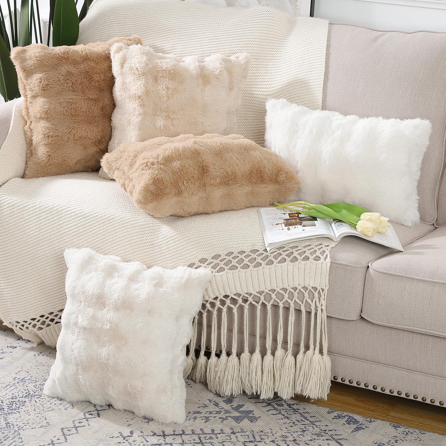 MADIZZ cream decor idea on bed showcases versatile styling for bedrooms.