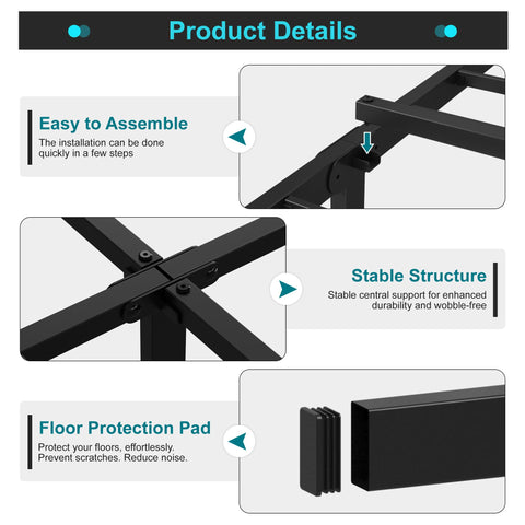 Maenizi heavy-duty twin bed frame no box spring setup