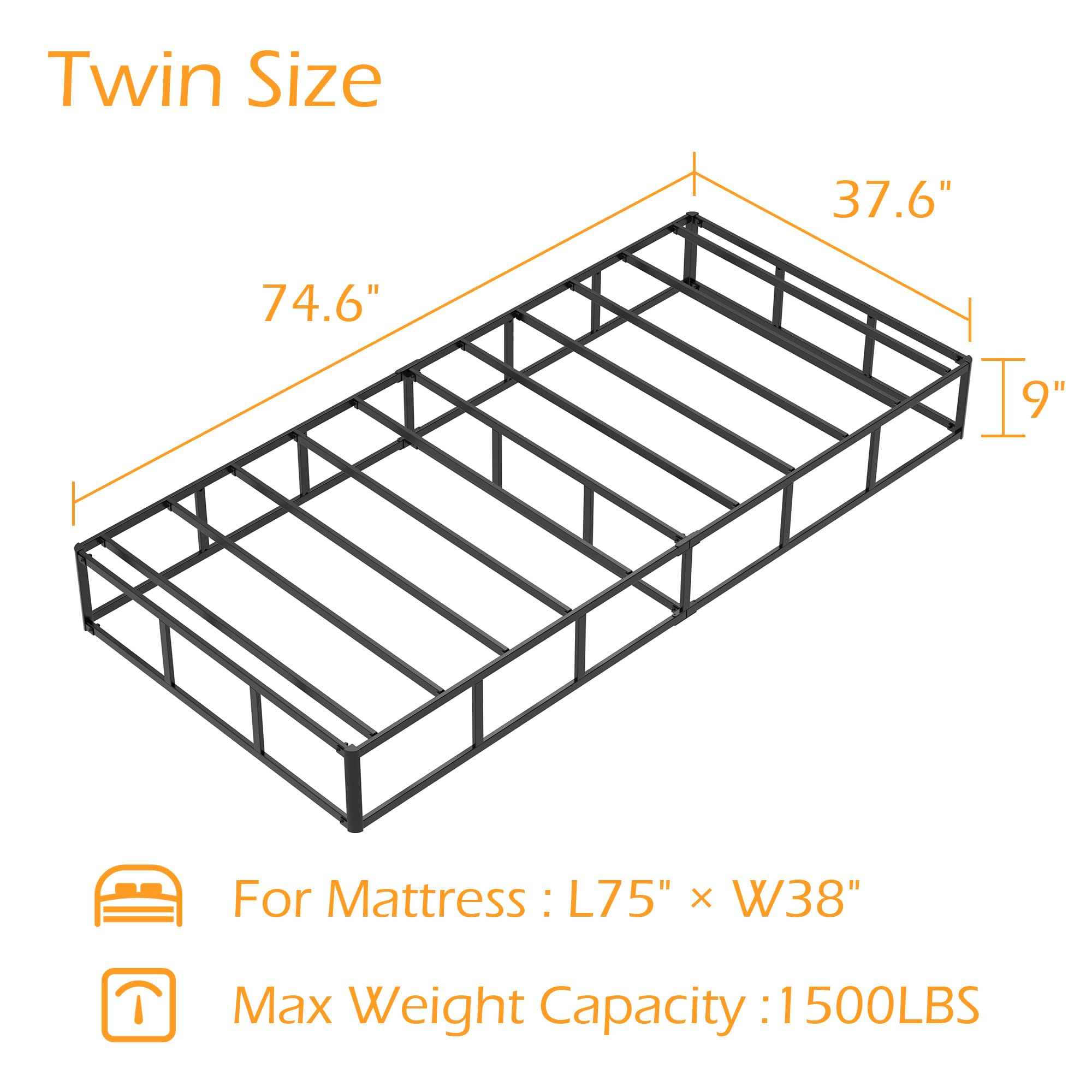 Maenizi Twin Box Spring assembly shows quick, step-by-step setup