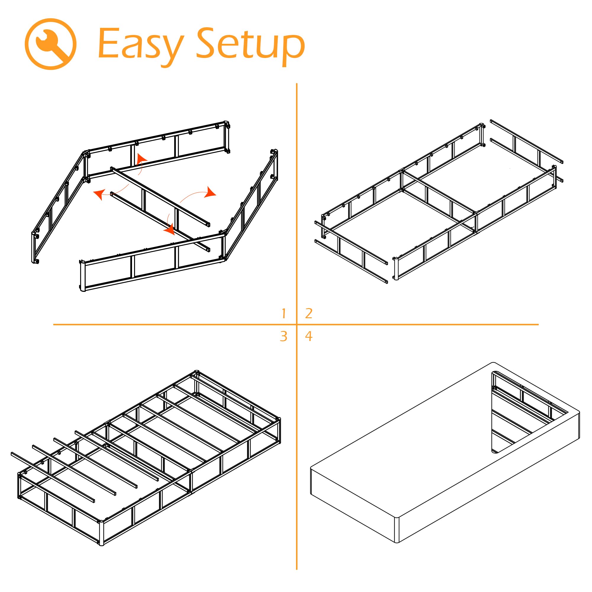 Maenizi Twin Box Spring heavy-duty steel frame supports up to 1,500 lb