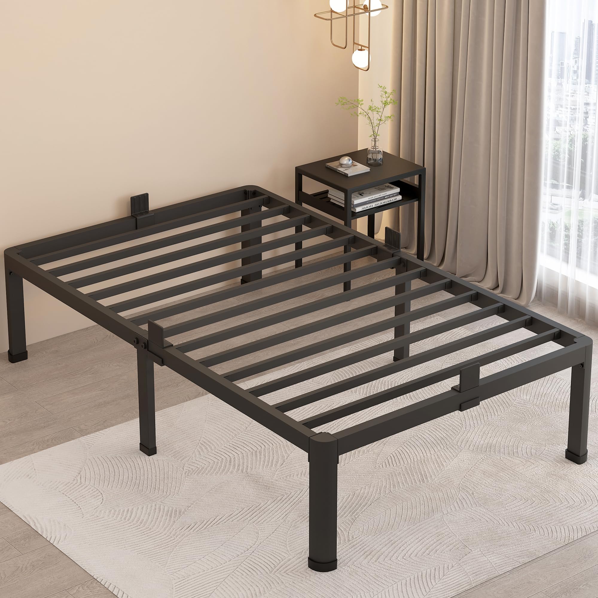 MAF 18-inch twin bed frame with round corner legs for safer setup and a clean look
