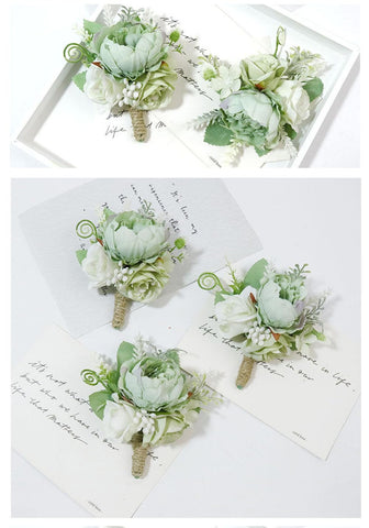 Back view of MAFELOE boutonniere showing pin and clip fastenings