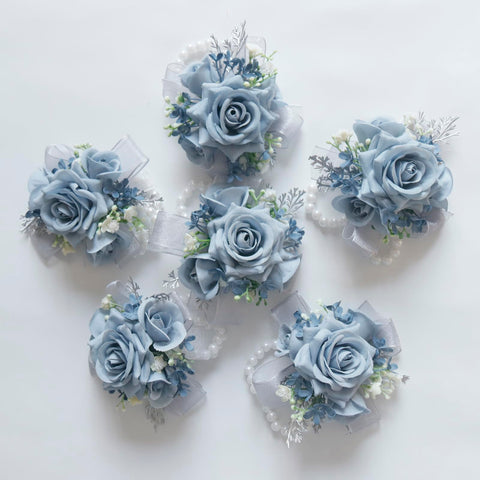 MAFELOE dusty blue color palette closeup for chic wedding styling