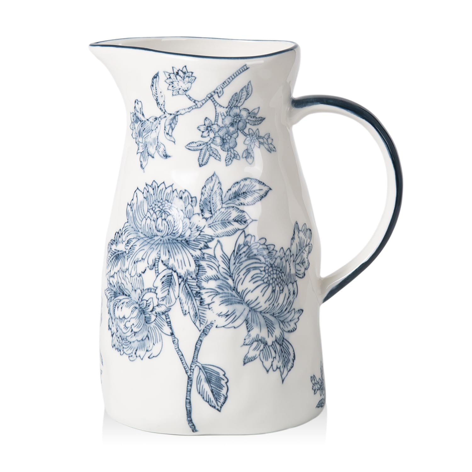 Magclay ceramic pitcher vase in blue and white pattern for elegant home decor.