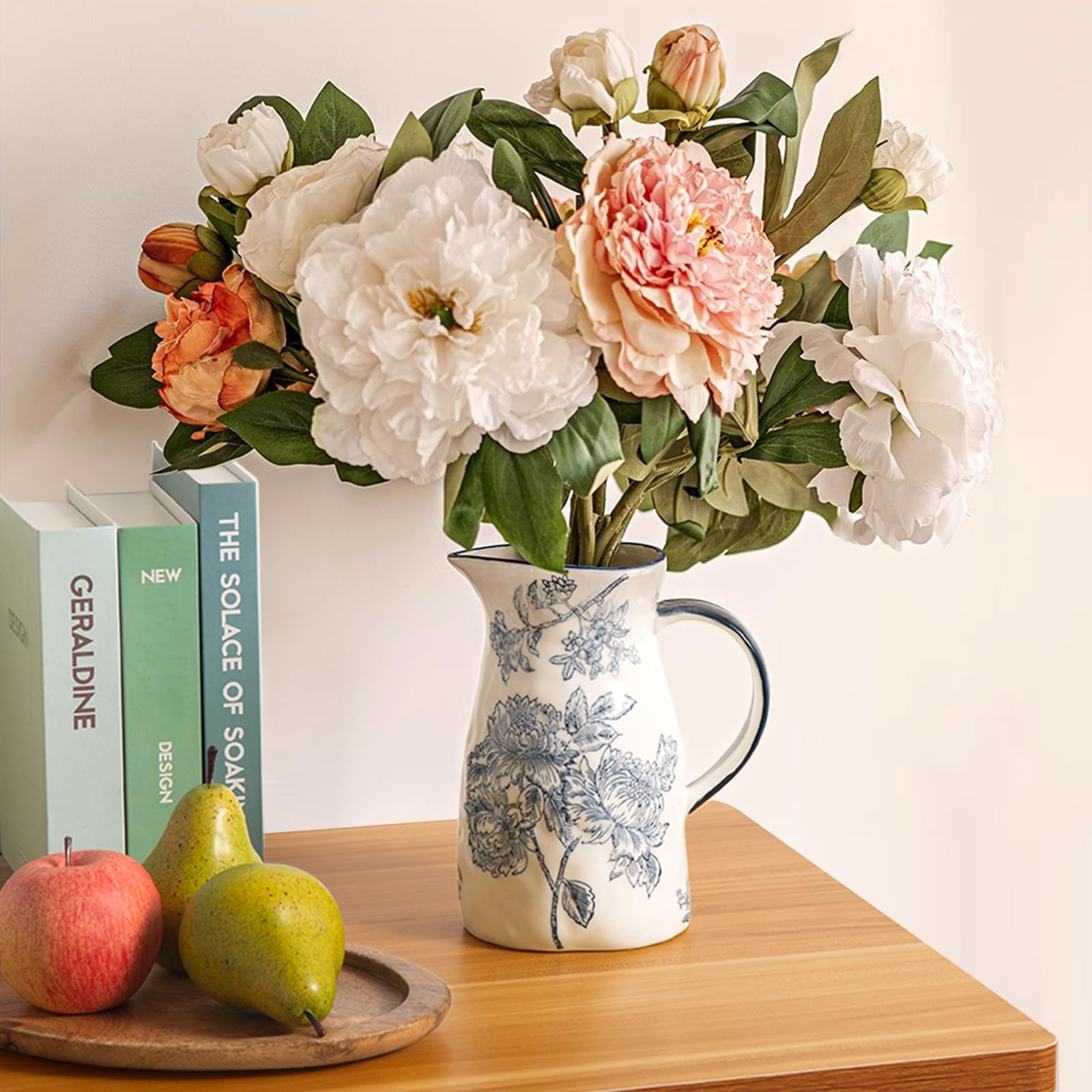 Magclay hand-painted vase details with floral and branches to enhance a centerpiece.