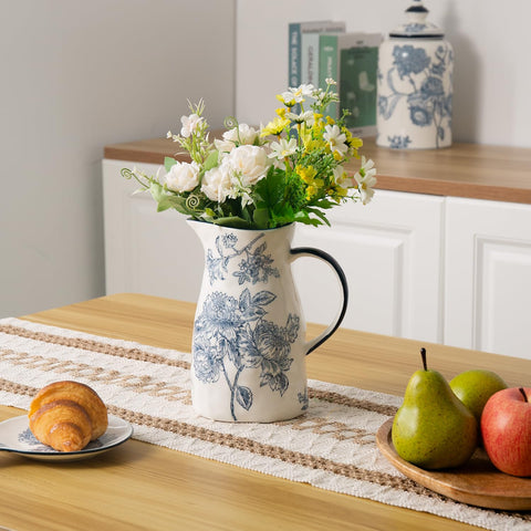 Magclay pitcher with handle ideal for table centerpiece or water carafe.