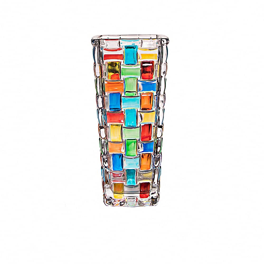Magcolor hand-painted woven glass vase front view showing vibrant colorwork for centerpieces