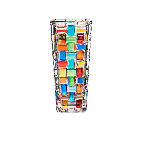 Magcolor hand-painted woven glass vase front view showing vibrant colorwork for centerpieces