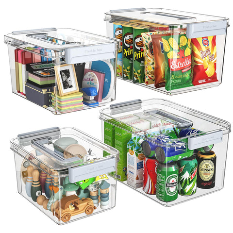 MAGDESIGNER clear storage bin with lid 4.5QT keeps snacks neatly organized.