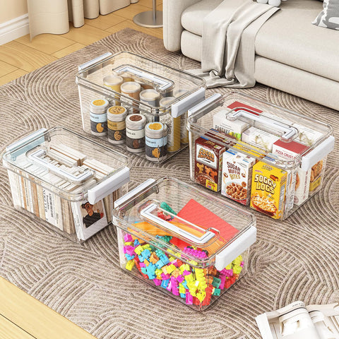 MAGDESIGNER clear storage bin with lid 8.5QT stores bulk items neatly.