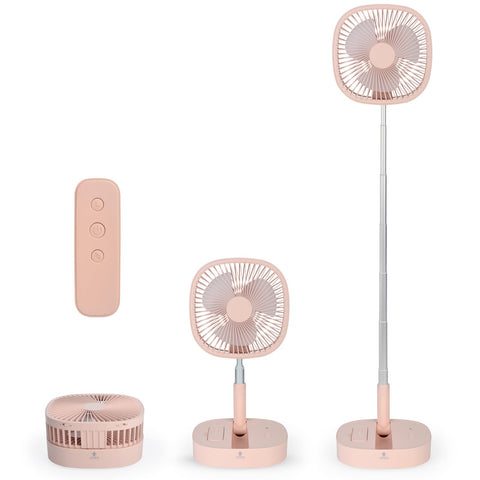 Magesh portable pedestal fan foldaway in pink for versatile home cooling.