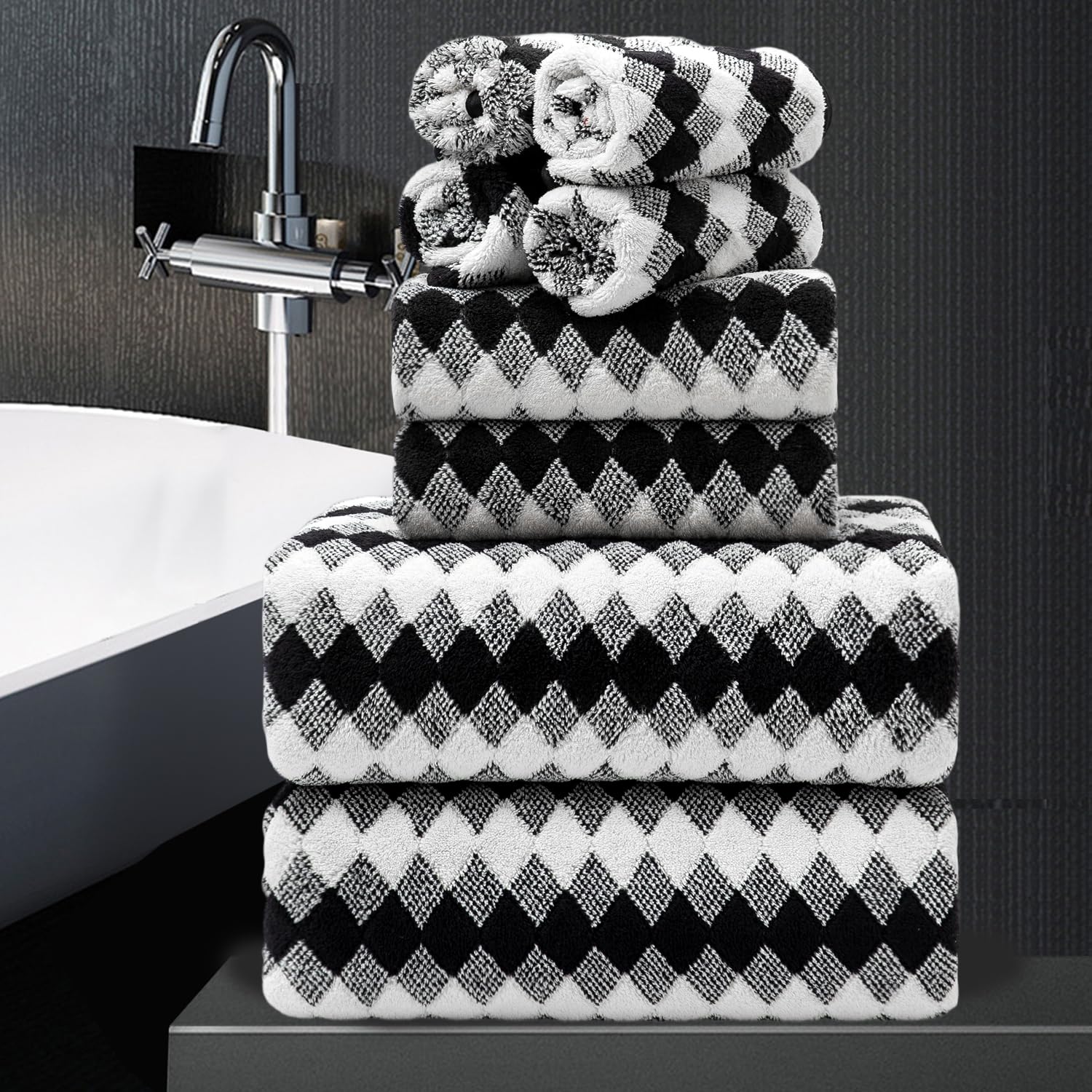 MAGGEA 8-piece towel set overview with premium hotel-quality styling