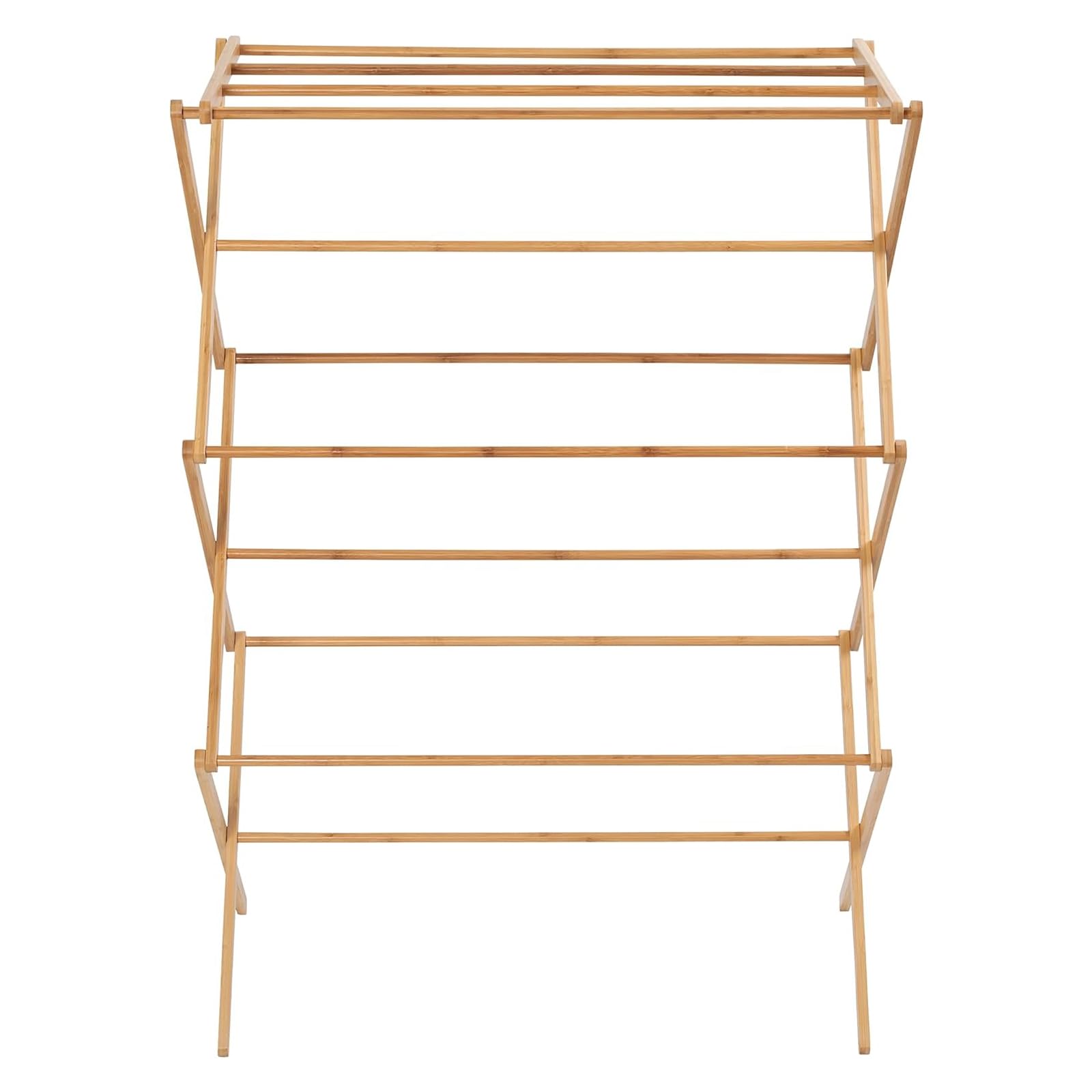 MAGIC BAMBOO foldable laundry drying stand folded for compact storage.