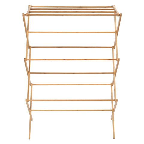 MAGIC BAMBOO foldable laundry drying stand folded for compact storage.