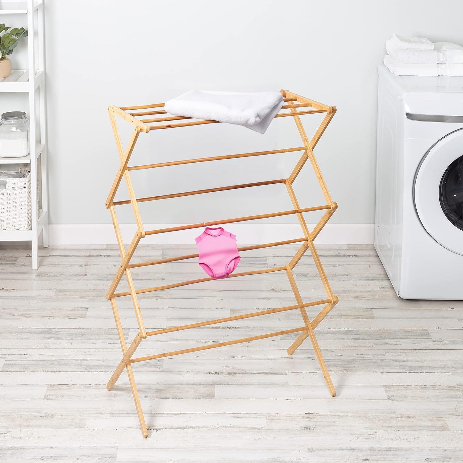 MAGIC BAMBOO multi-tier drying space ideal for bulky blankets.
