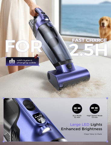 Magic John Pet Vac Type-C charging for quick power restoration