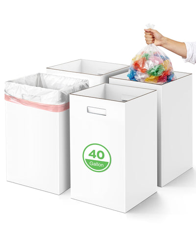 Magicheap four-pack corrugated trash cans with handles for easy transport at events.